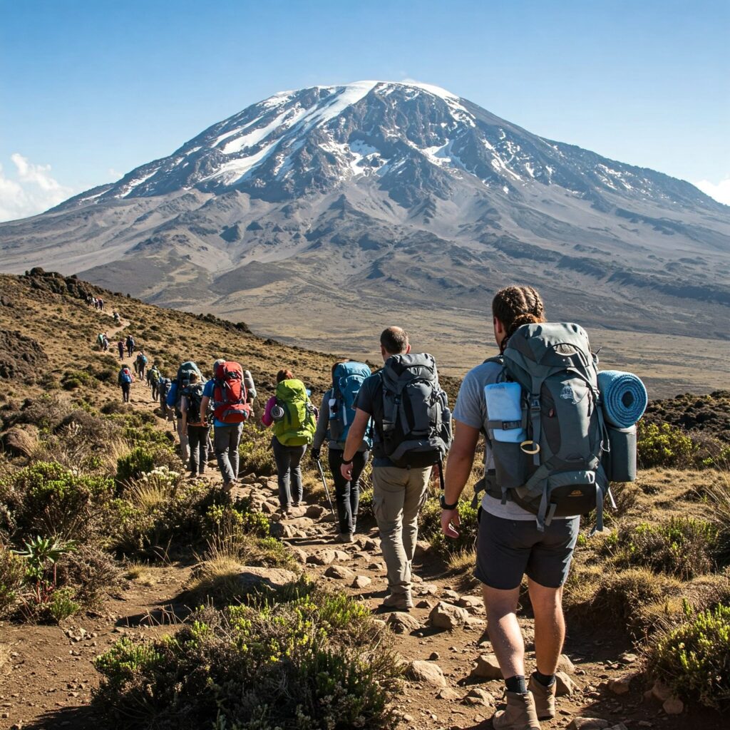 Gemini Generated Image skelsgskelsgskel Aventura de ascenso al Kilimanjaro, la montaña más alta de África.